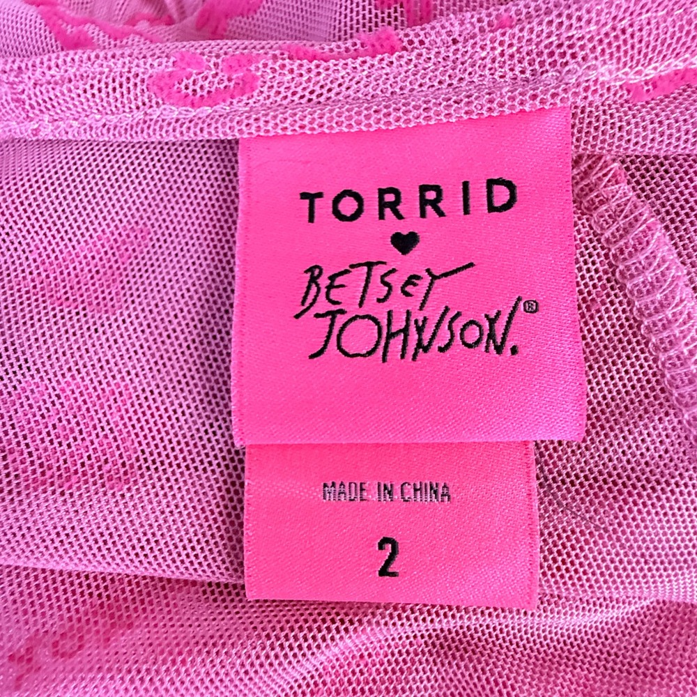 Torrid X Betsey Johnson Womens Maxi Dress Mesh Flocked Duster Swim Coverup 2x - Picture 7 of 8